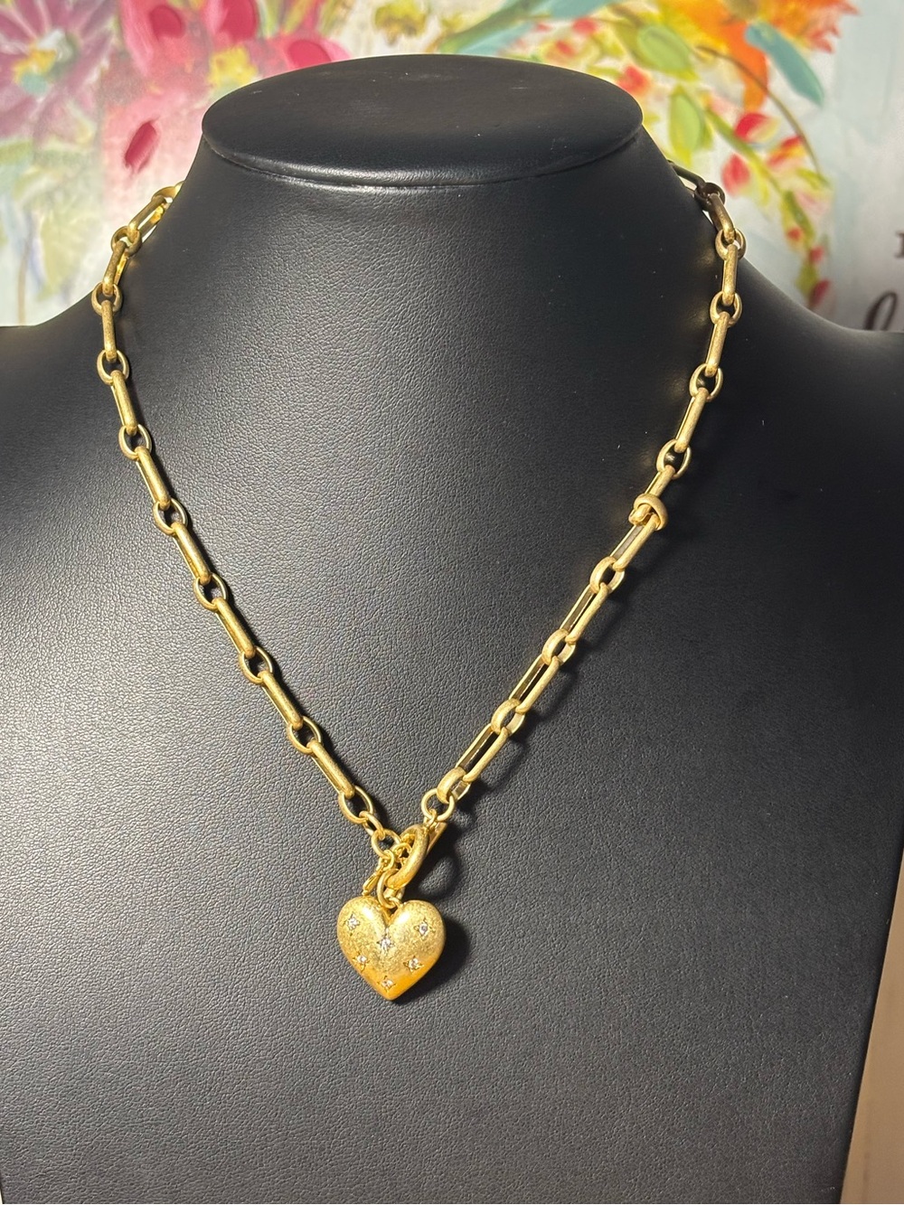 Kate Spade Gold Link Chain Necklace with Heart Charm - Women Jewelry